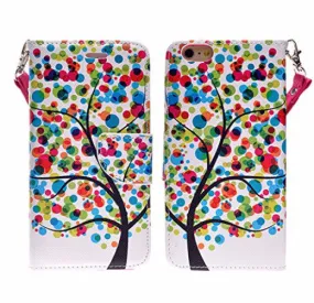 Apple iPhone 6s / 6 Case, Wrist Strap Pu Leather Wallet Case with ID & Card Slots for Iphone 6S/6 - Glowing Tree