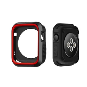 Apple Watch 42mm double color soft silicone case - Black   Red