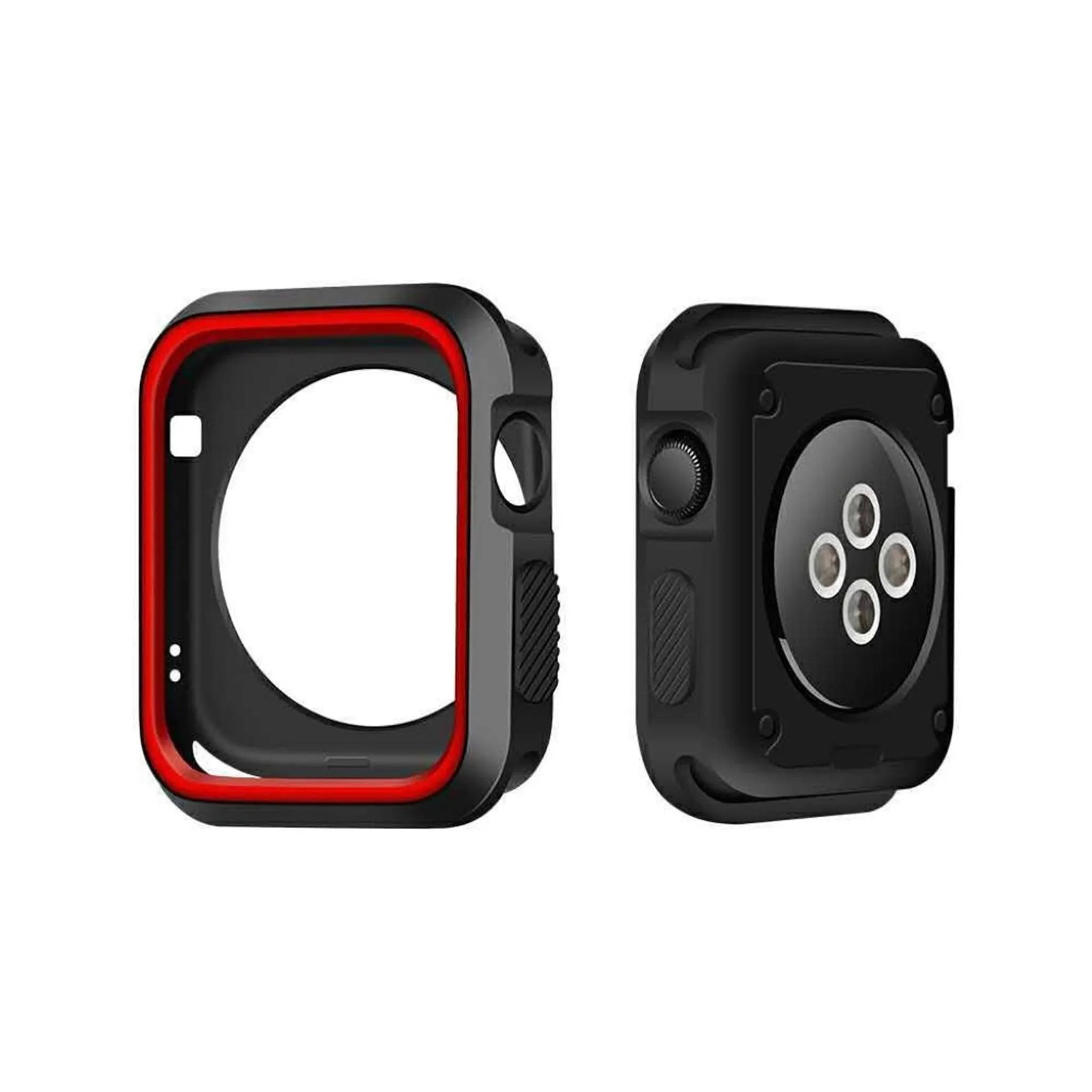 Apple Watch 42mm double color soft silicone case - Black   Red