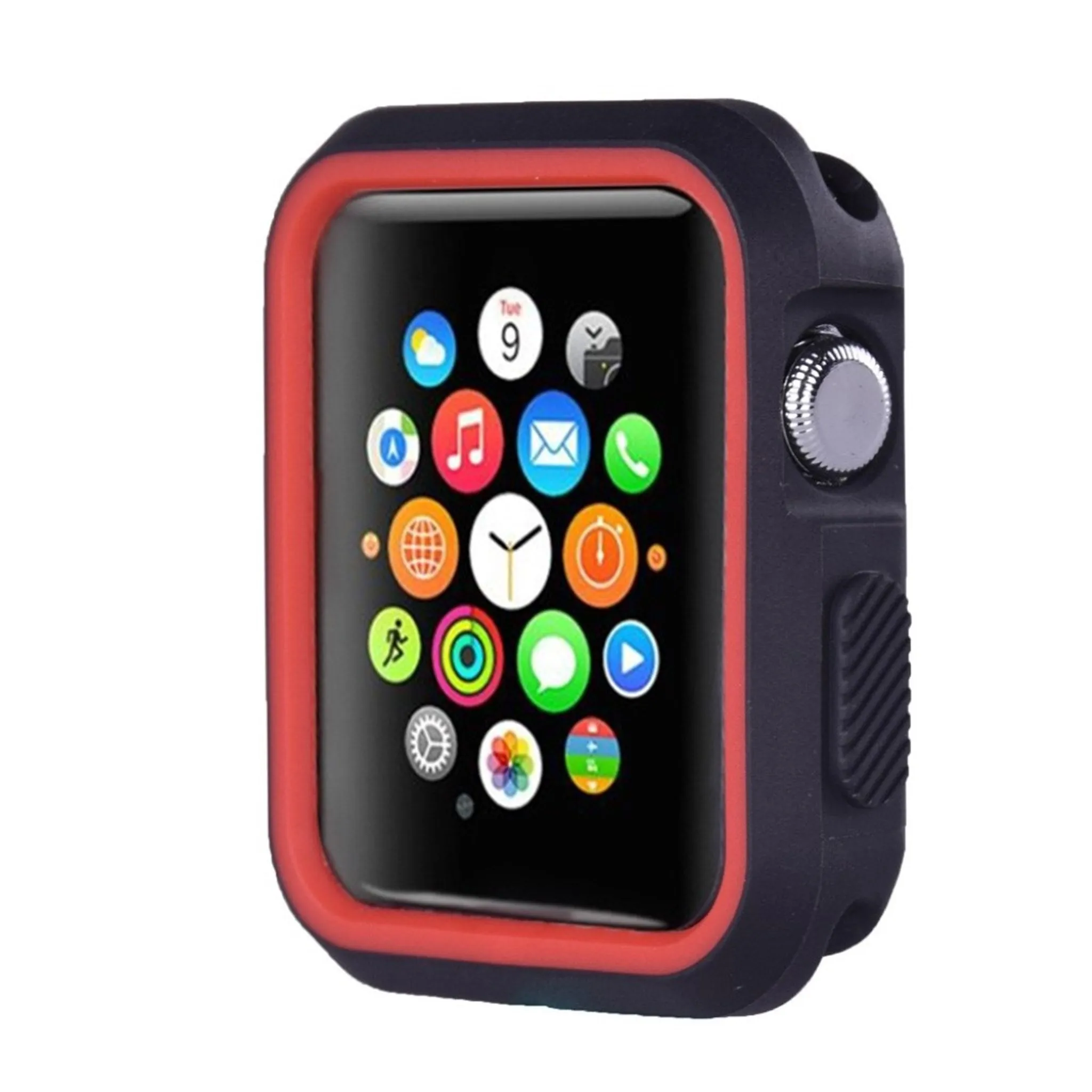 Apple Watch 42mm double color soft silicone case - Black   Red