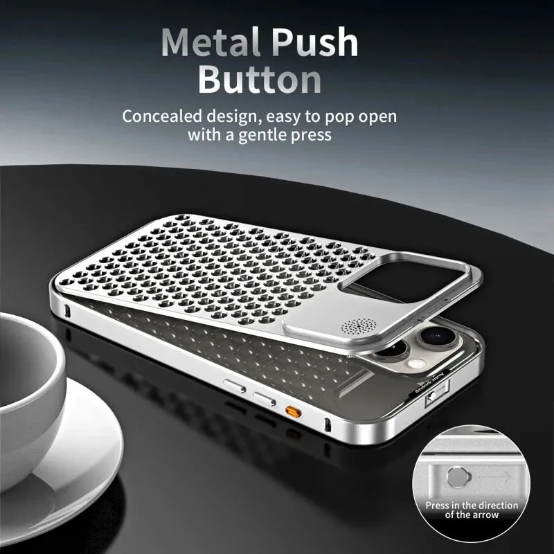 Aroma Diffuser Heat Dissipation Rugged Metal Phone Case For iPhone