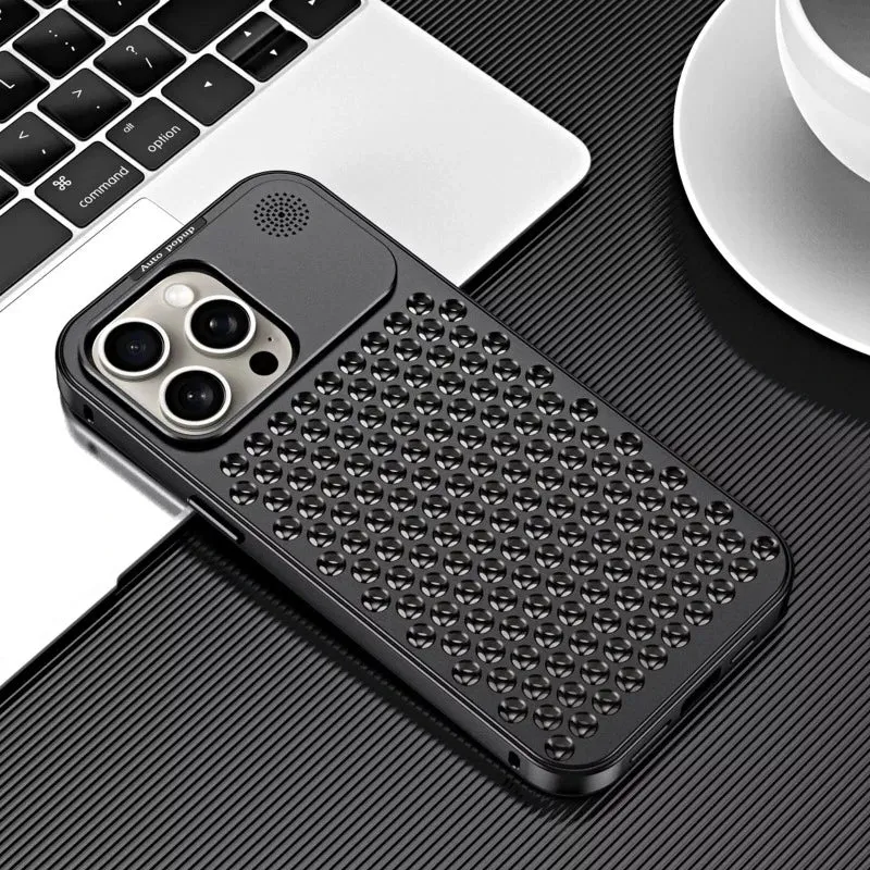 Aroma Diffuser Heat Dissipation Rugged Metal Phone Case For iPhone