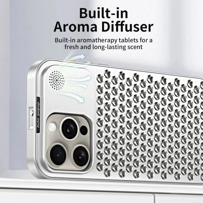 Aroma Diffuser Heat Dissipation Rugged Metal Phone Case For iPhone