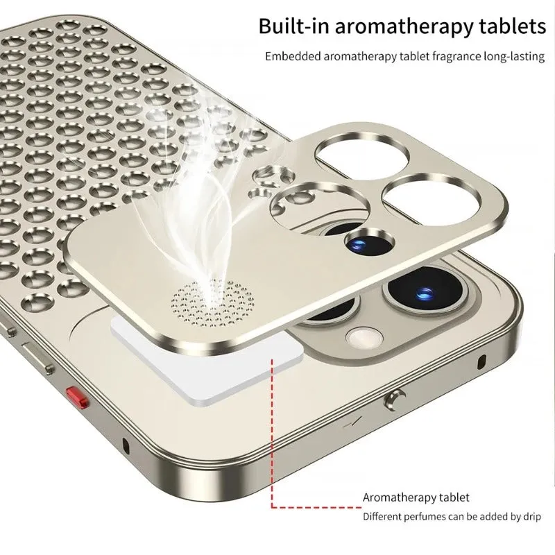 Aroma Diffuser Heat Dissipation Rugged Metal Phone Case For iPhone