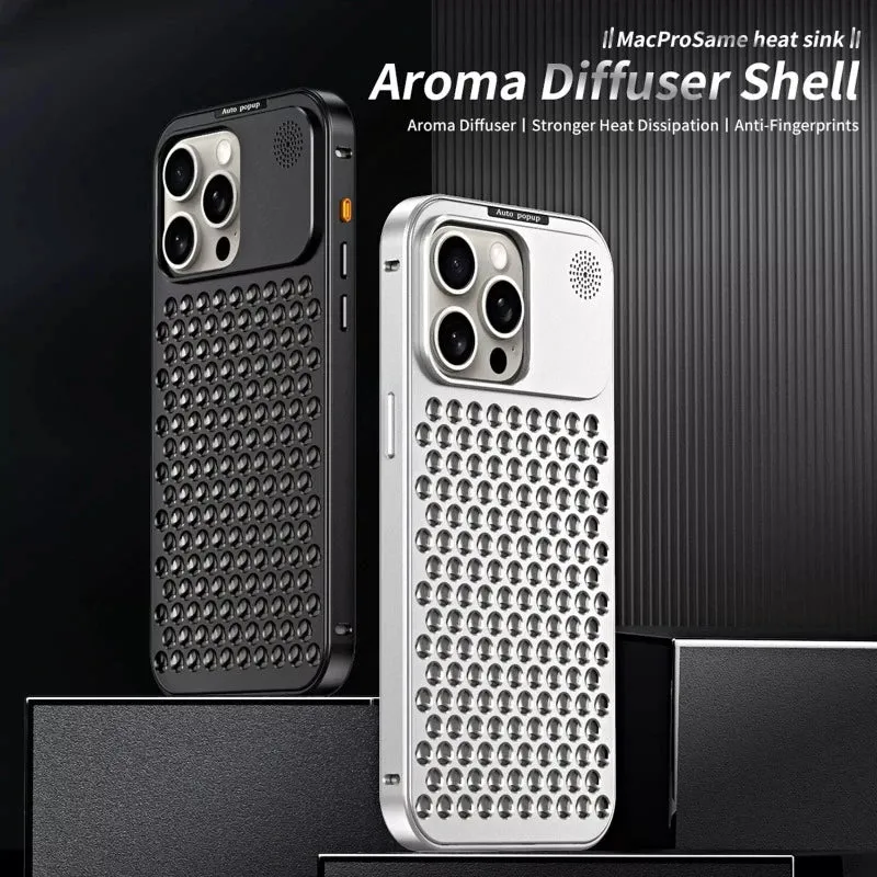 Aroma Diffuser Heat Dissipation Rugged Metal Phone Case For iPhone