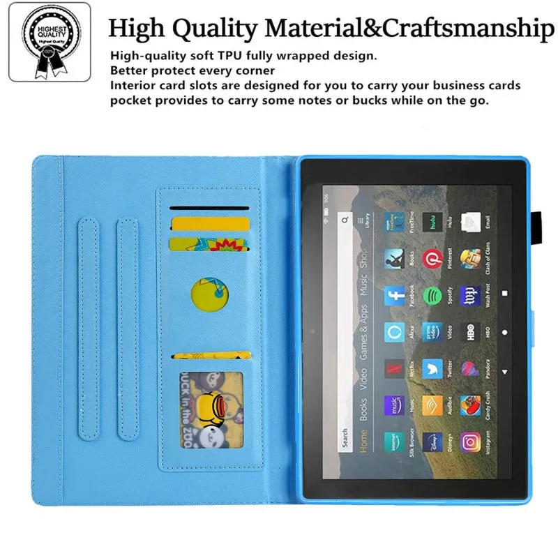 Auto Sleep Wake PU Leather Tablet Case WIth Card Slots with Stylus Pen Holder For Amazon Kindle