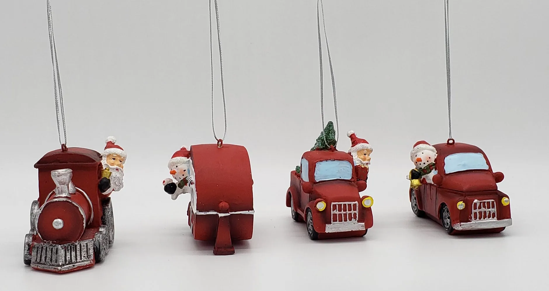 Automobile Santa & Snowman Ornament