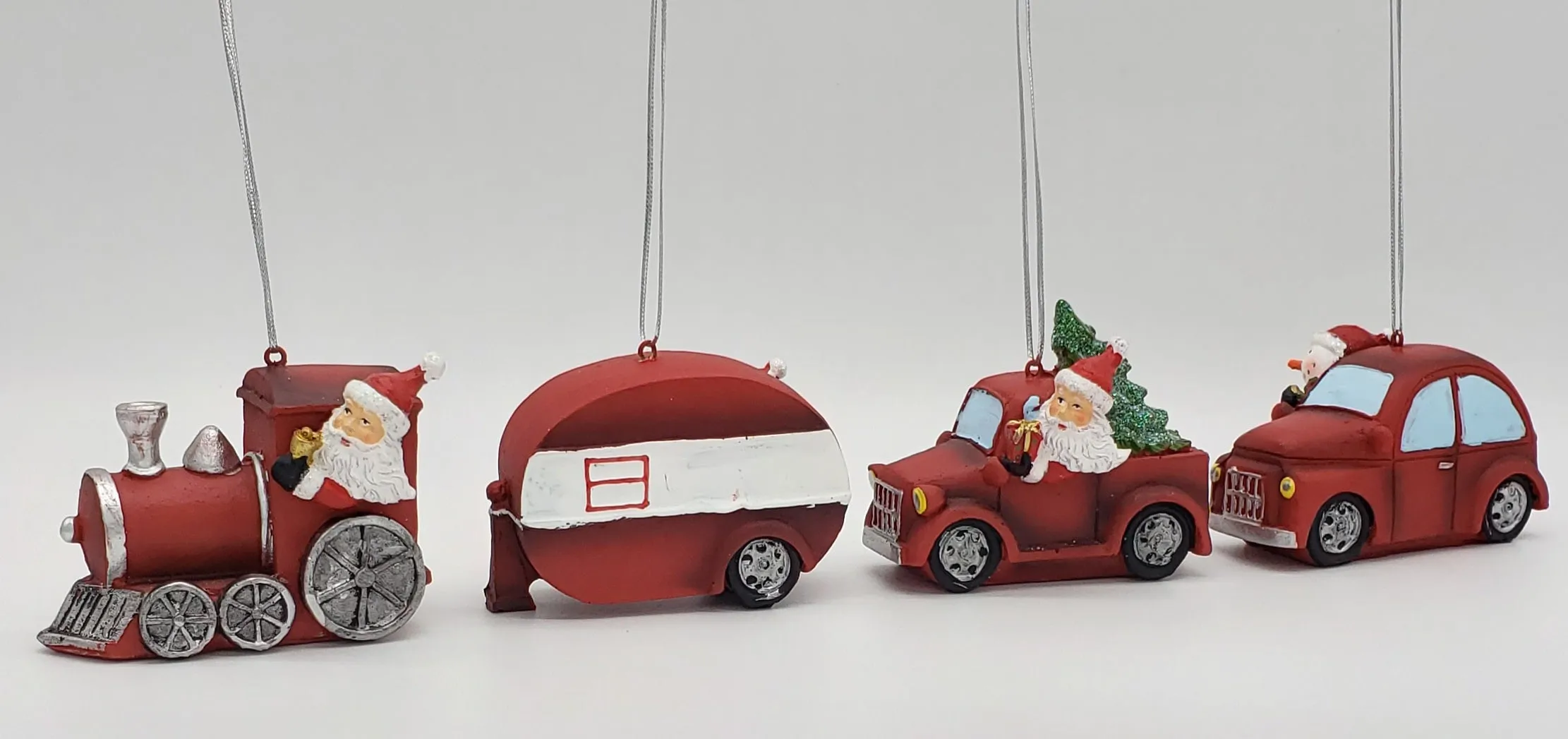 Automobile Santa & Snowman Ornament