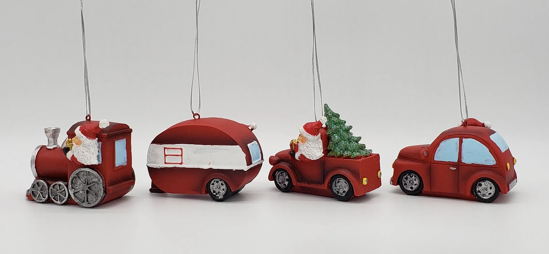 Automobile Santa & Snowman Ornament