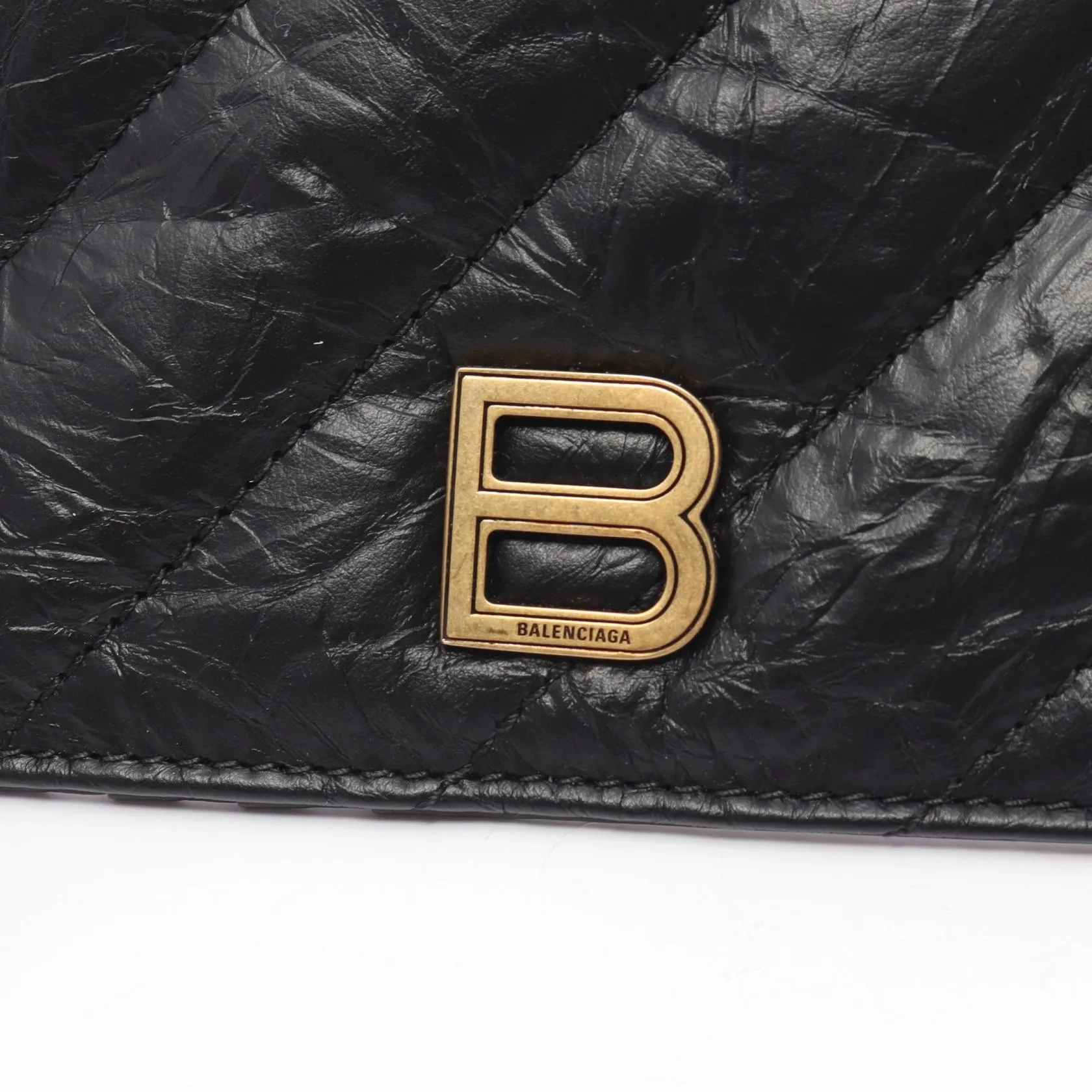 Balenciaga Crush Leather Card Case Black