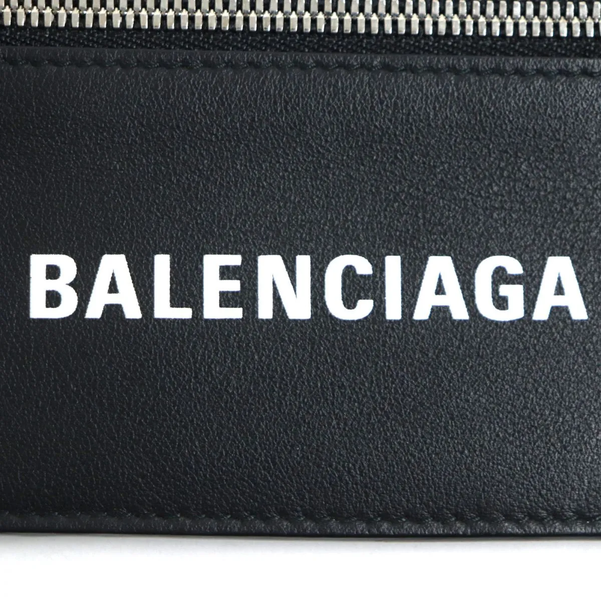 Balenciaga Logo Leather Coin/Card Case Black