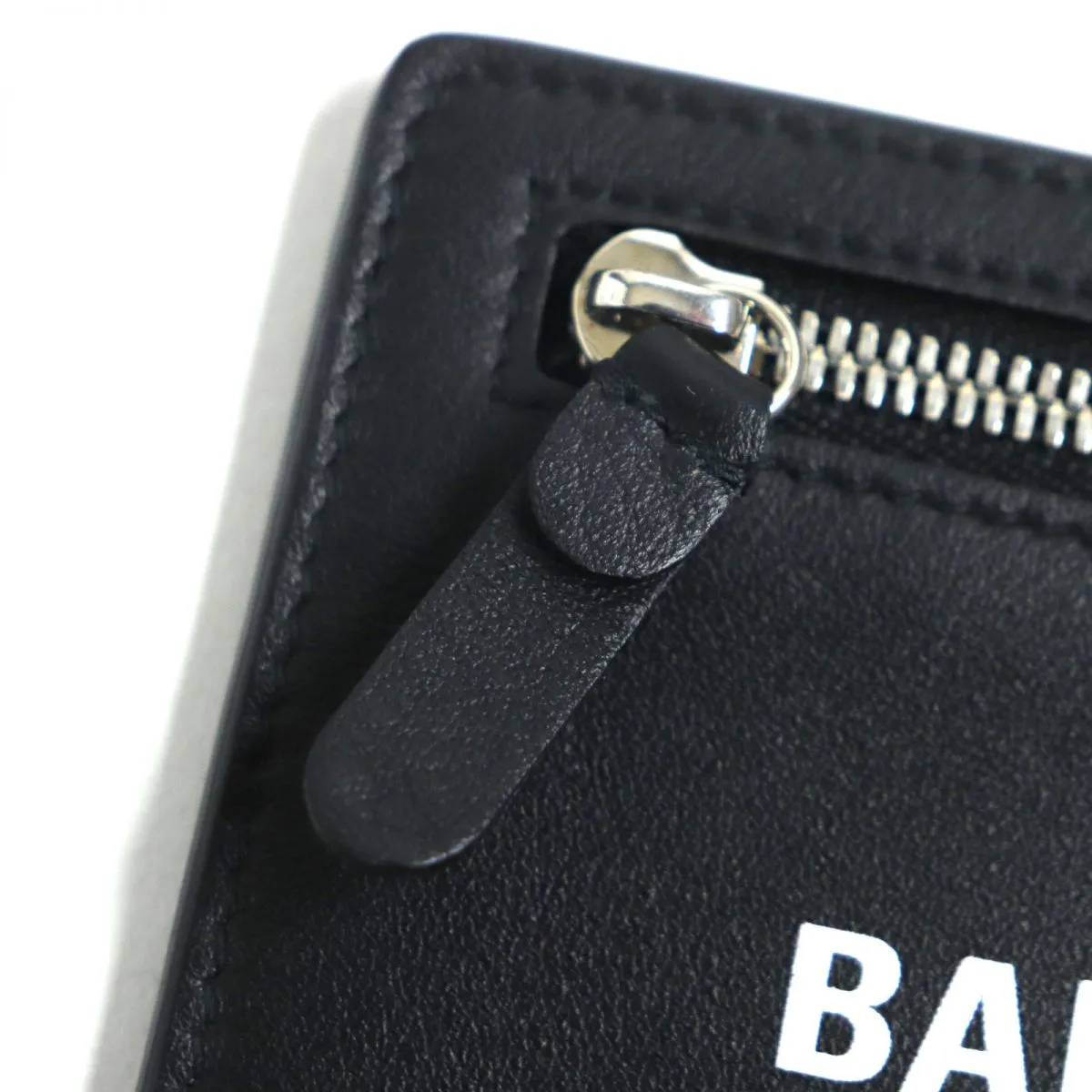 Balenciaga Logo Leather Coin/Card Case Black