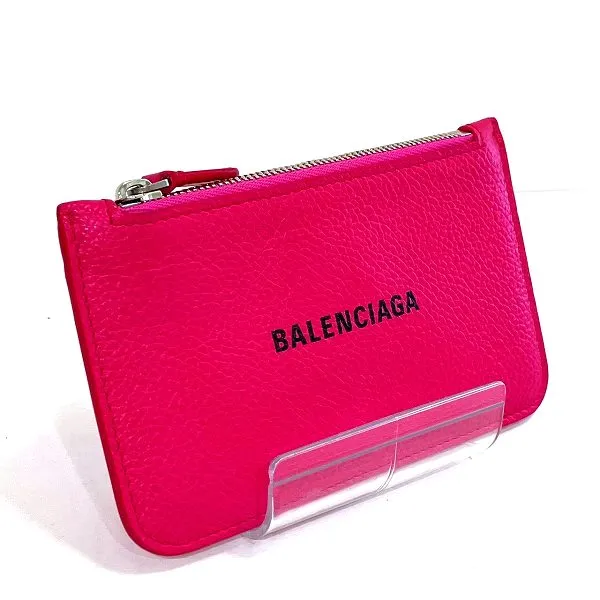 Balenciaga Pink Leather Coin Case Wallet