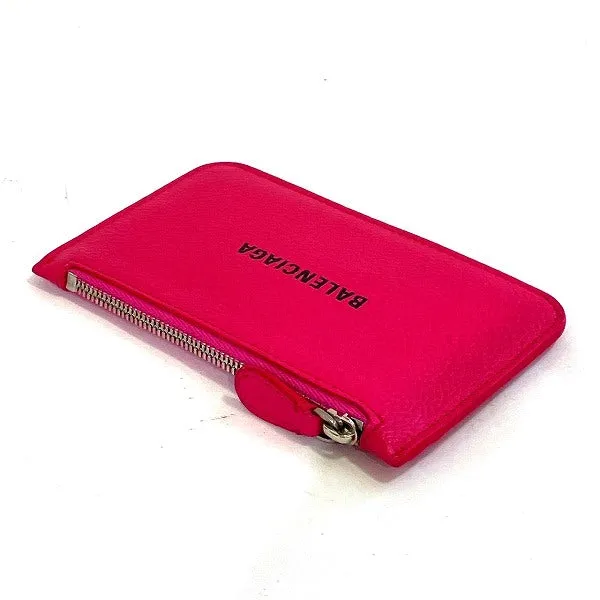 Balenciaga Pink Leather Coin Case Wallet