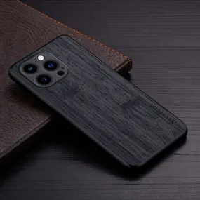 Bamboo Wood Pattern Leather Phone Cover For iPhone