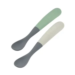 Beaba Silicone Baby Spoons Travel Set - Sage