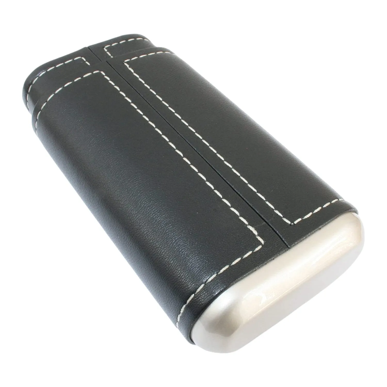 Black Leather Cigar Tube With Cedar Lining & Grouse Motif