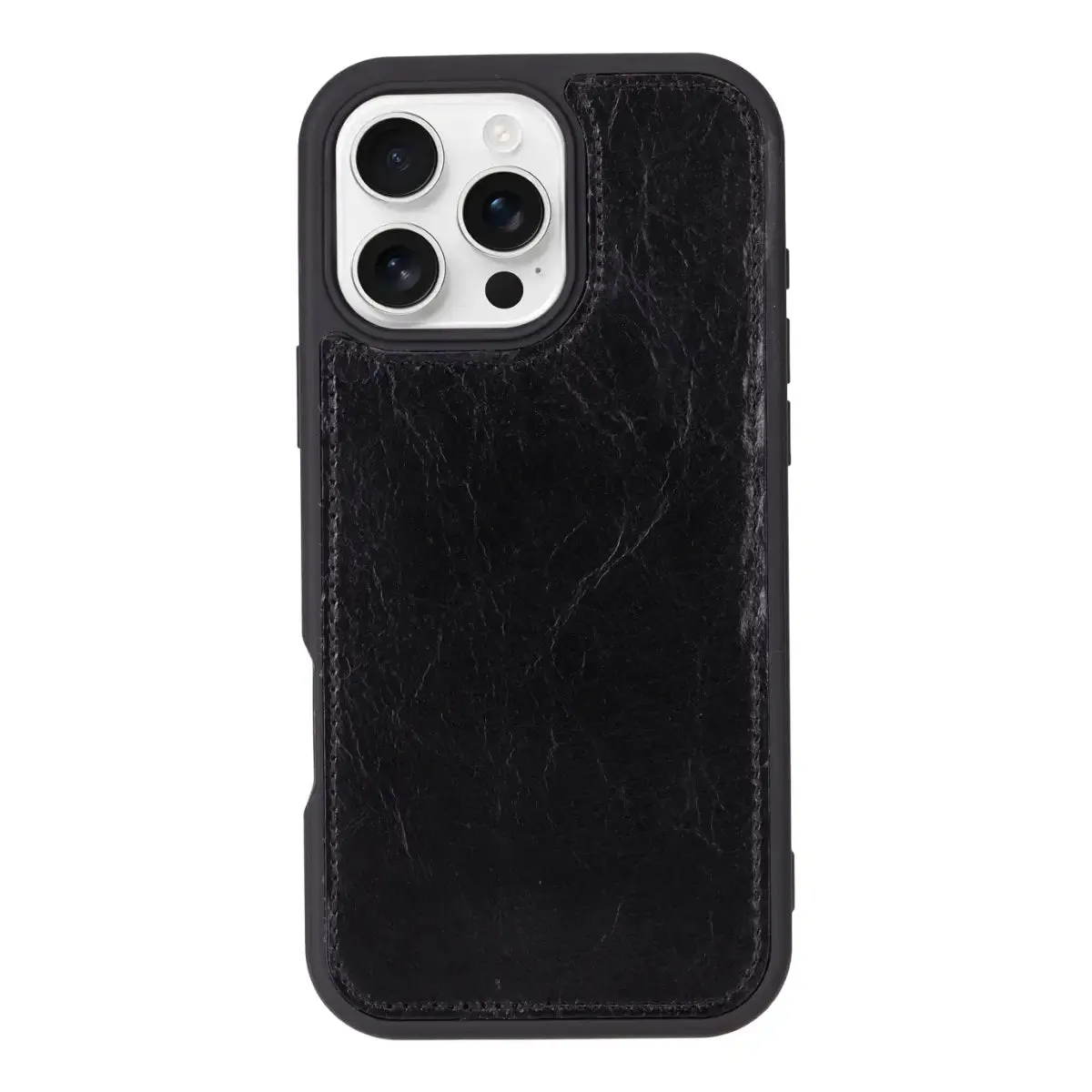 Black Leather iPhone 16 Pro Max Wallet Case