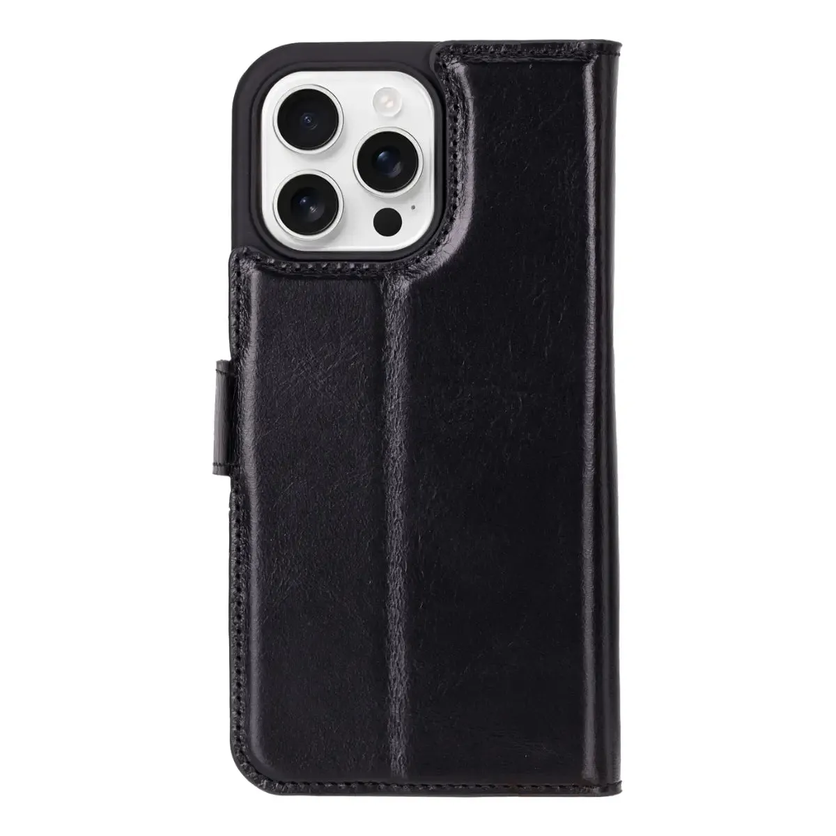 Black Leather iPhone 16 Pro Max Wallet Case