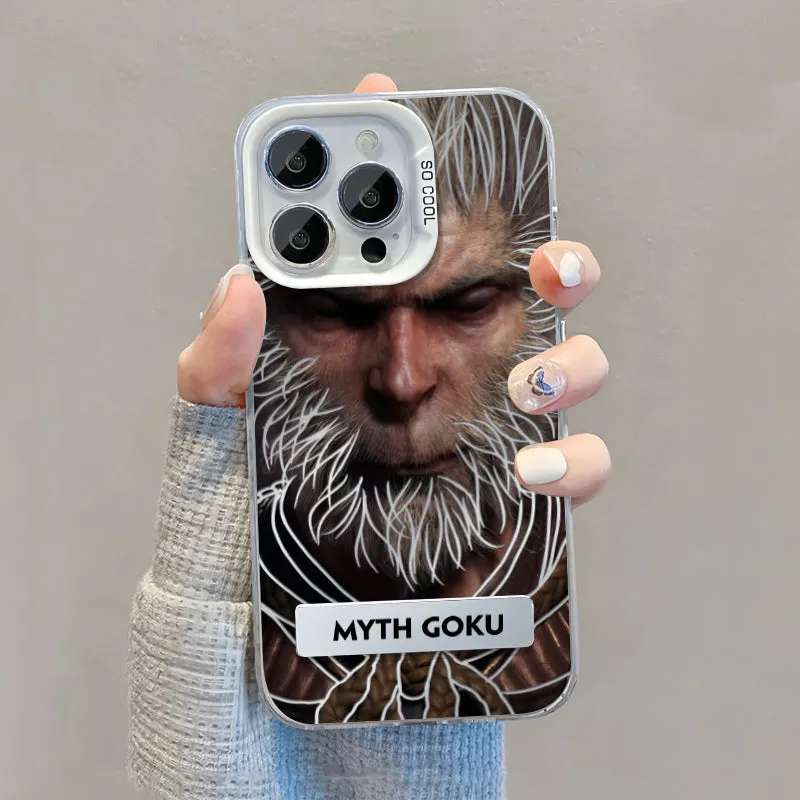 Black Myth Wukong Painted Matte Acrylic Phone Case With Metal Invisible bracket For IPhone