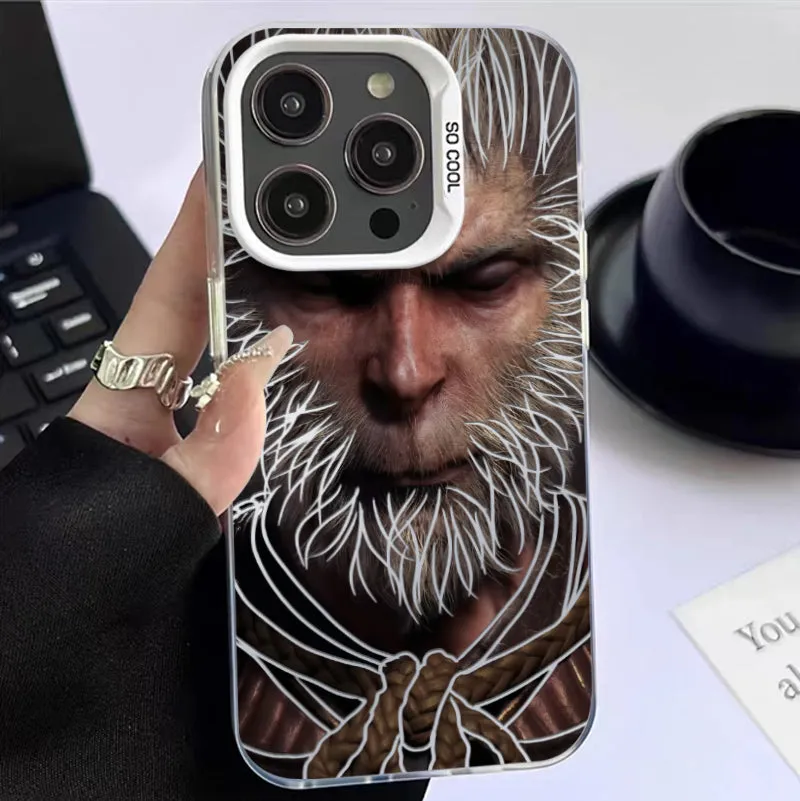 Black Myth Wukong Painted Matte Acrylic Phone Case With Metal Invisible bracket For IPhone