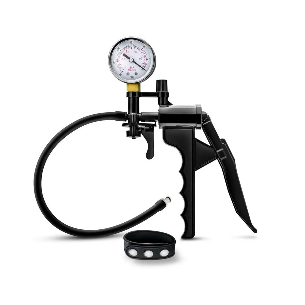 Blush Performance Gauge Pump Pistol with Silicone Tubing & Silicone Cock Strap Black