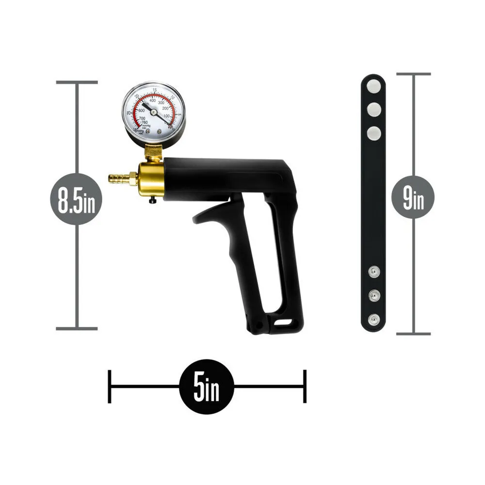 Blush Performance Gauge Pump Trigger with Silicone Tubing & Silicone Cock Strap Black