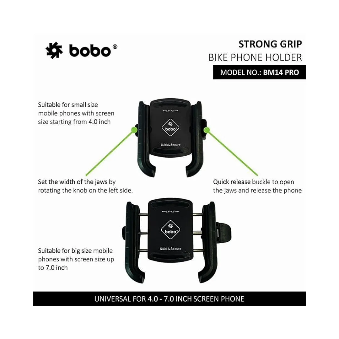 BOBO BM14 PRO Quick Release with Vibration Controller Waterproof Bike/Motorcycle/Scooter Mobile Phone Holder Mount, Ideal for Maps and GPS Navigation