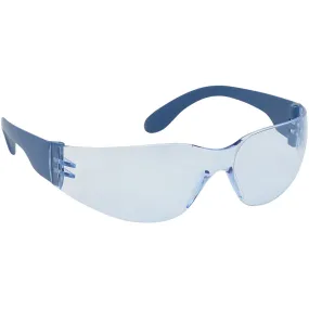 Bouton Optical 250-01-D053 Rimless Safety Glasses with Blue Metal Detectable Temple, Light Blue Lens and Anti-Scratch / Anti-Fog Coating