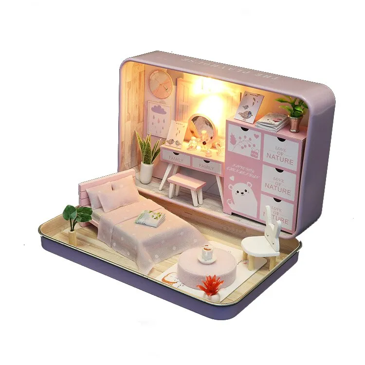 Box Theater Mini Doll House Prefabricated Miniature Diy Dollhouse Kit Furniture Case Toys For Children Birthday Gifts