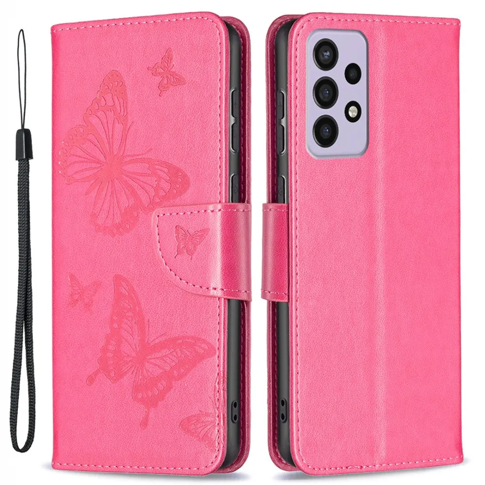 Butterfly Samsung Galaxy A73 flip case - Rose