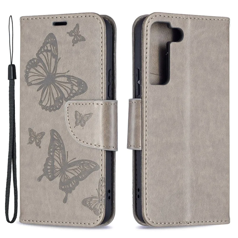 Butterfly Samsung Galaxy S22 flip case - Grey