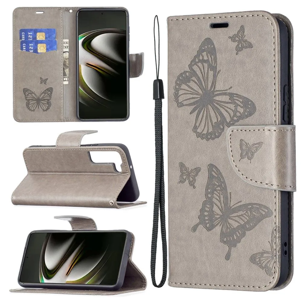 Butterfly Samsung Galaxy S22 flip case - Grey