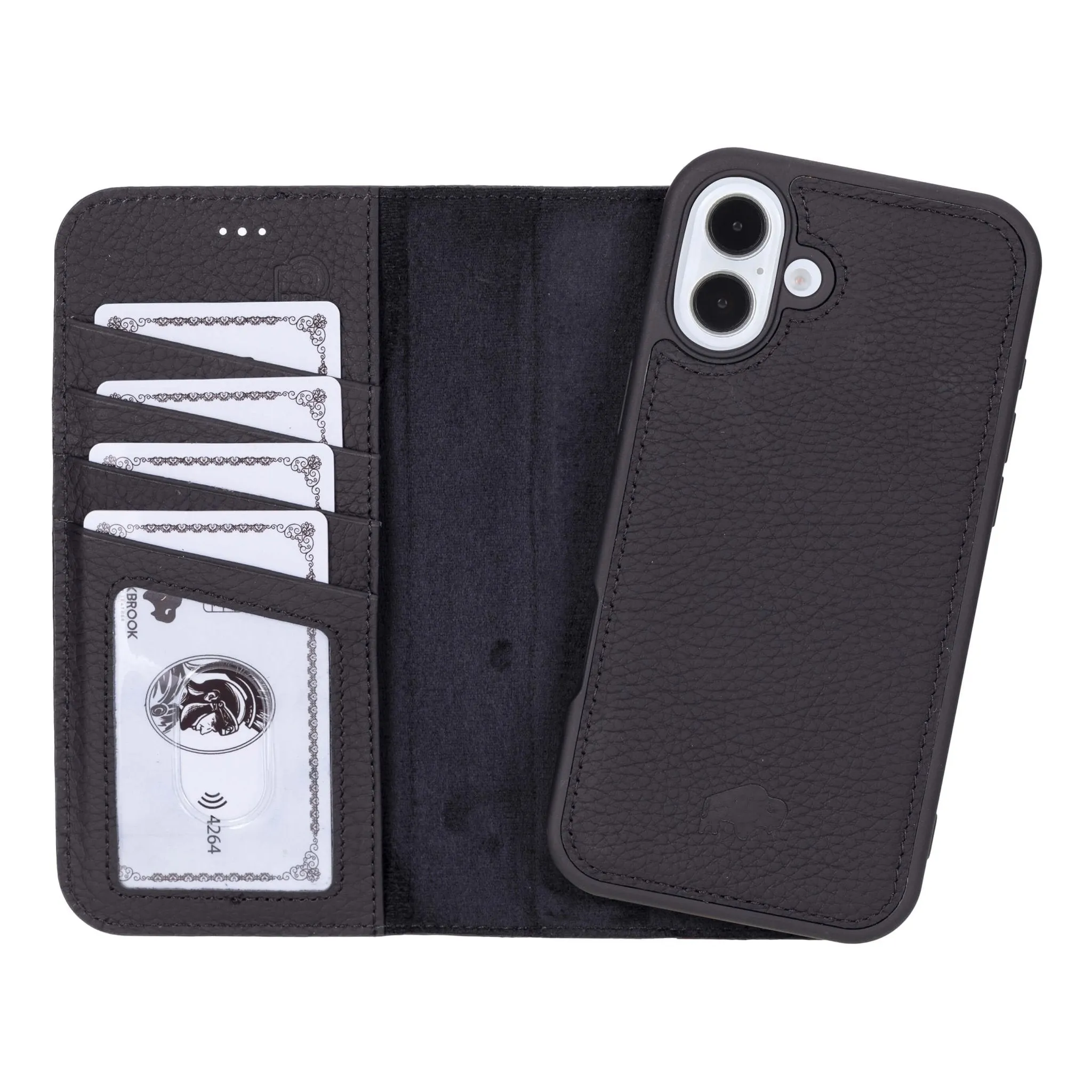 Carter iPhone 16 Plus Wallet Case, Pebble Black