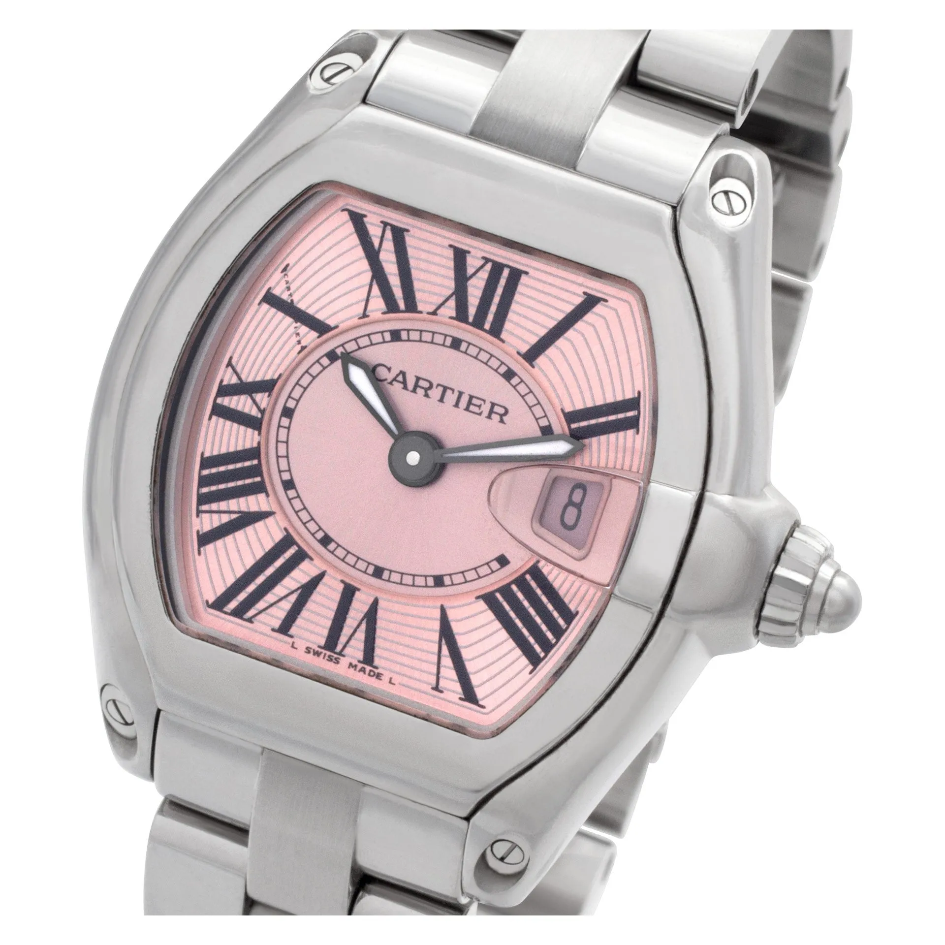 CARTIER Roadstar Stainless Steel Pink Dial Quartz Ladies Watch