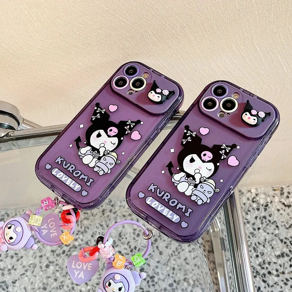 Cartoon Kuromi Flip Mirror Case