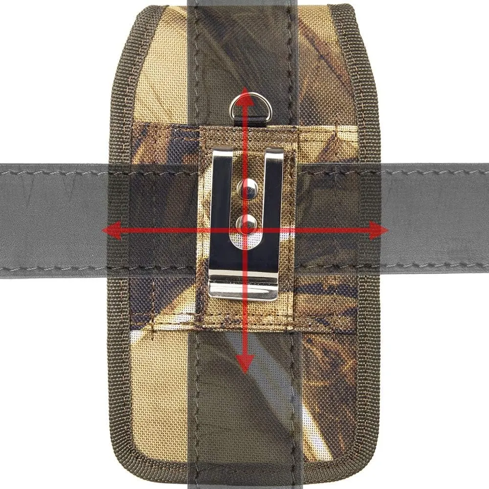 Case for Moto Razr  Plus/Razr 2023 / Galaxy Z Flip 5 4 3 Phone Case Leather Vertical Pouch [Belt Loop, Metal Clip] for Samsung Z Flip 5 5G, Z Flip3 - Camo Hunter