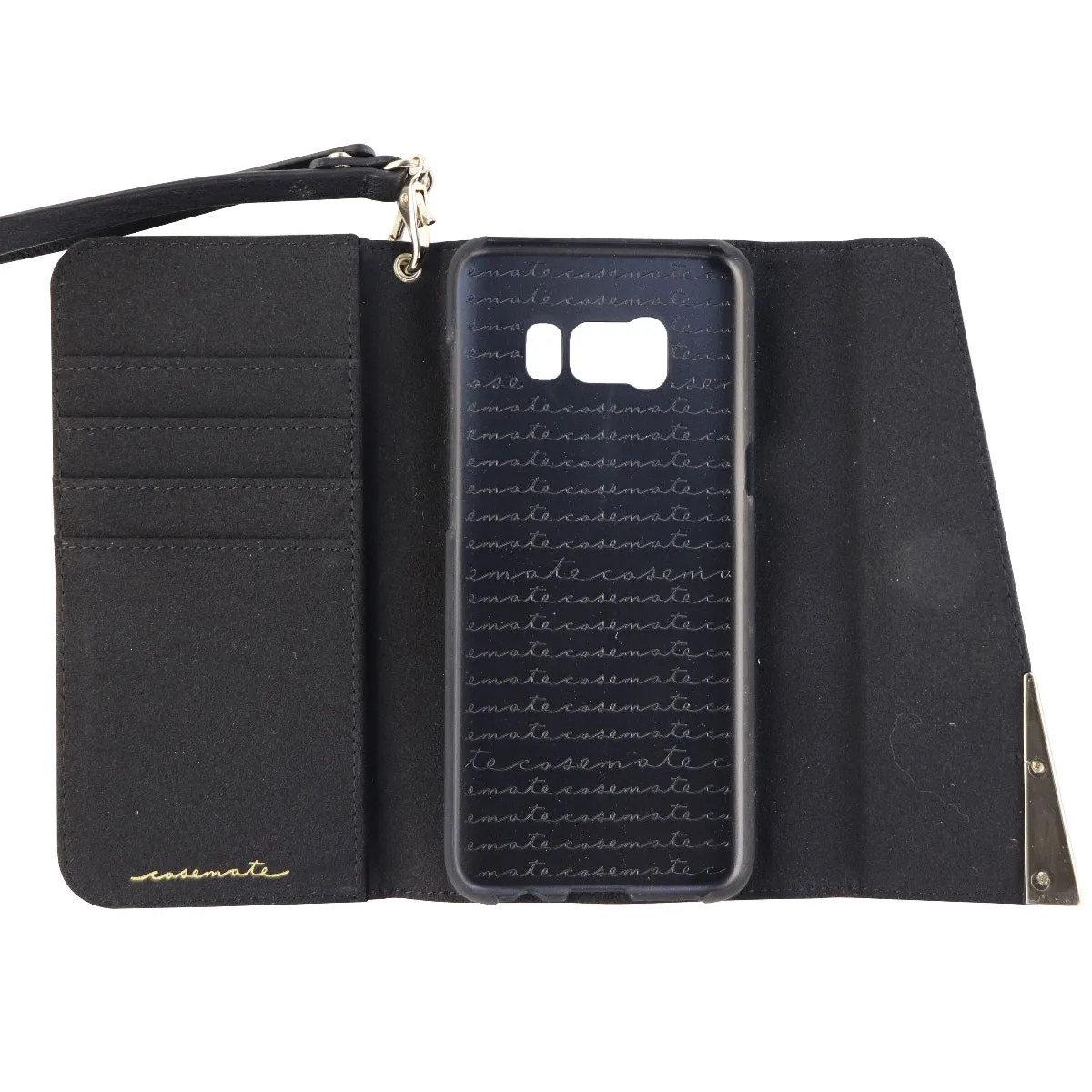 Case-Mate Folio Wristlet Leather Wallet Case for Samsung Galaxy S8 - Black/Gold