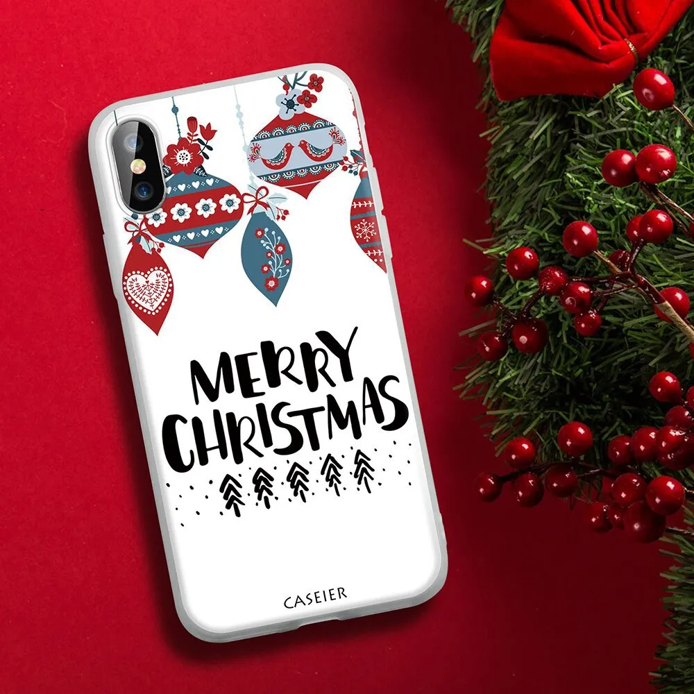 CASEIER Christmas Phone Cases For iPhone X XR XS MAX 8 7 Soft Silicone Case Funda For iPhone 7 8 6S 6 Plus 2020 New Year Couque