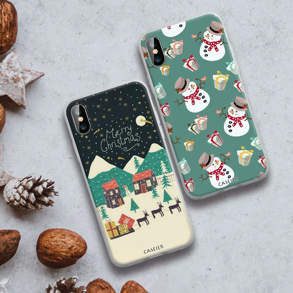 CASEIER Christmas Phone Cases For iPhone X XR XS MAX 8 7 Soft Silicone Case Funda For iPhone 7 8 6S 6 Plus 2020 New Year Couque