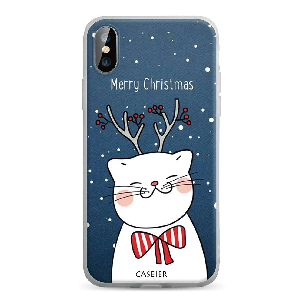 CASEIER Christmas Phone Cases For iPhone X XR XS MAX 8 7 Soft Silicone Case Funda For iPhone 7 8 6S 6 Plus 2020 New Year Couque