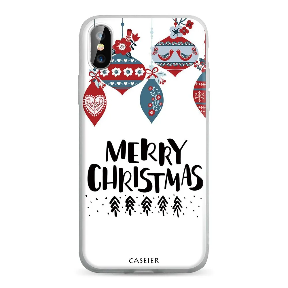 CASEIER Christmas Phone Cases For iPhone X XR XS MAX 8 7 Soft Silicone Case Funda For iPhone 7 8 6S 6 Plus 2020 New Year Couque