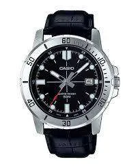 Casio MTP-VD01L-1EVUDF Black Leather Strap Watch for Men