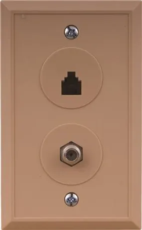 Coaxial And Telephone Wall Plate Combo Cable Jack Ivory