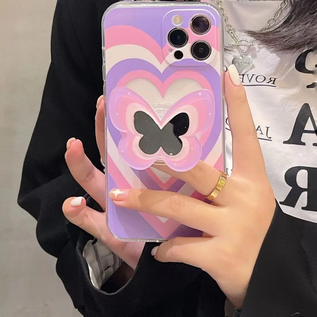 Color Butterfly Stand Silicone Phone Case