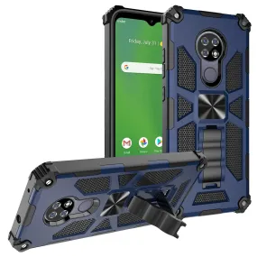 Cricket Ovation Case/AT&T Radiant Max Case [Military Grade] Ring Car Mount Kickstand Hybrid Hard PC Soft TPU Shockproof Protective Case - Blue