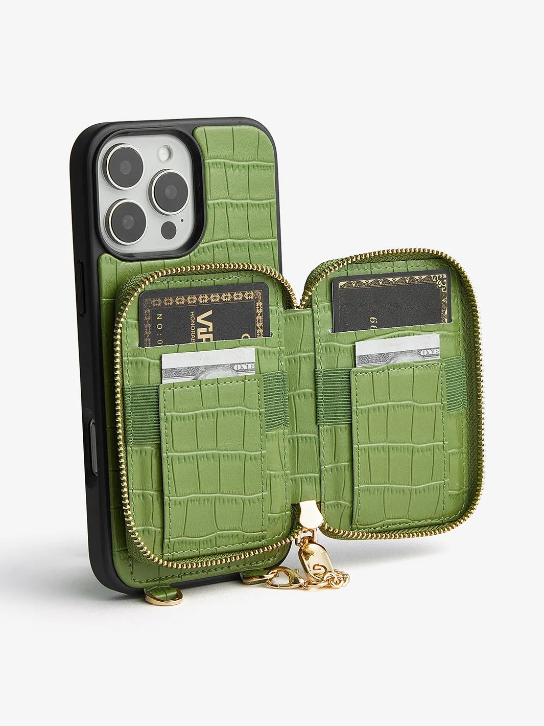 Crocodile Design Set- Detachable Wireless Charging E-stand Wallet Phone Case