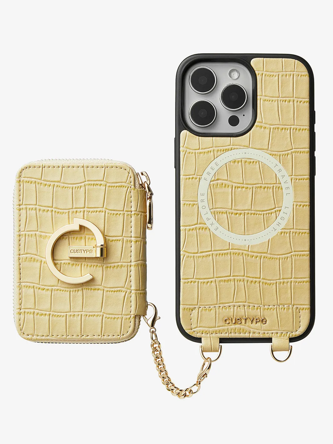 Crocodile Design Set- Detachable Wireless Charging E-stand Wallet Phone Case