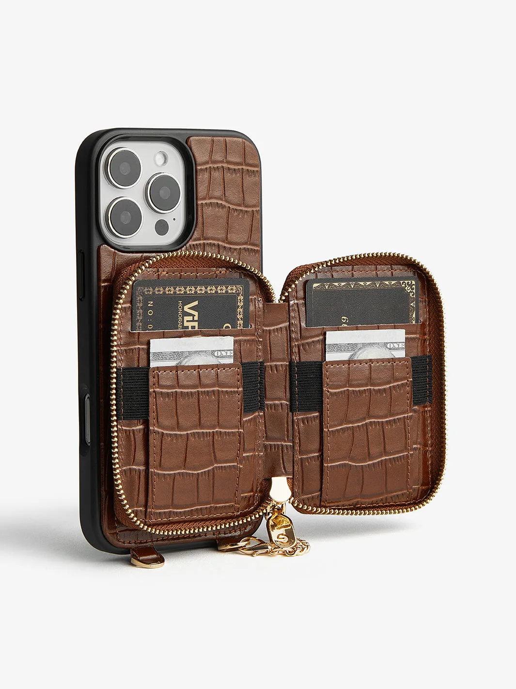 Crocodile Design Set- Detachable Wireless Charging E-stand Wallet Phone Case