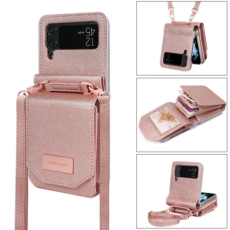 Crossbody Leather card slots wallet phone case for samsung galaxy